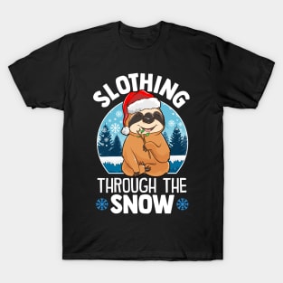 Cute & Funny Slothing Through The Snow Christmas T-Shirt